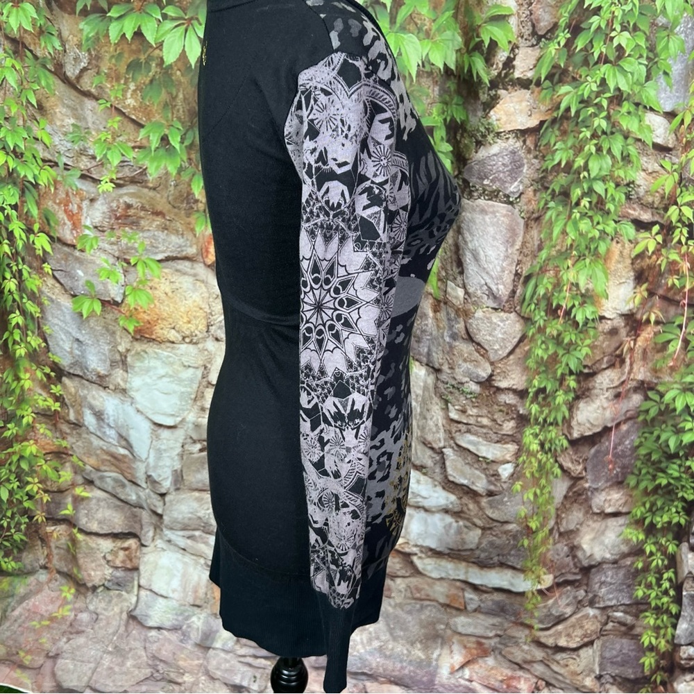 DESIGUAL Overprinted Long Sleeve Embellished Tunic, XS - Picture 3 of 9